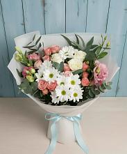Букет цветов из:  Розы, Лизиантусы и Хризантемы в Чесма