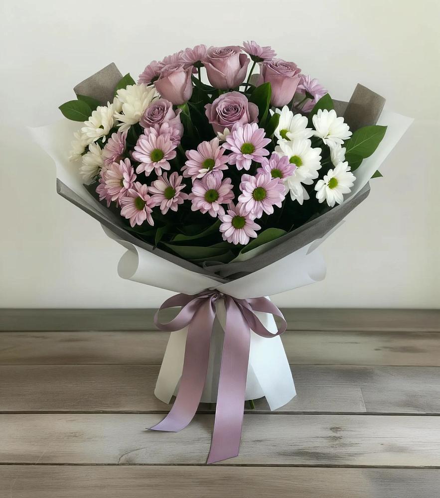 Букет цветов из: Хризантемы и Розы в Чесма