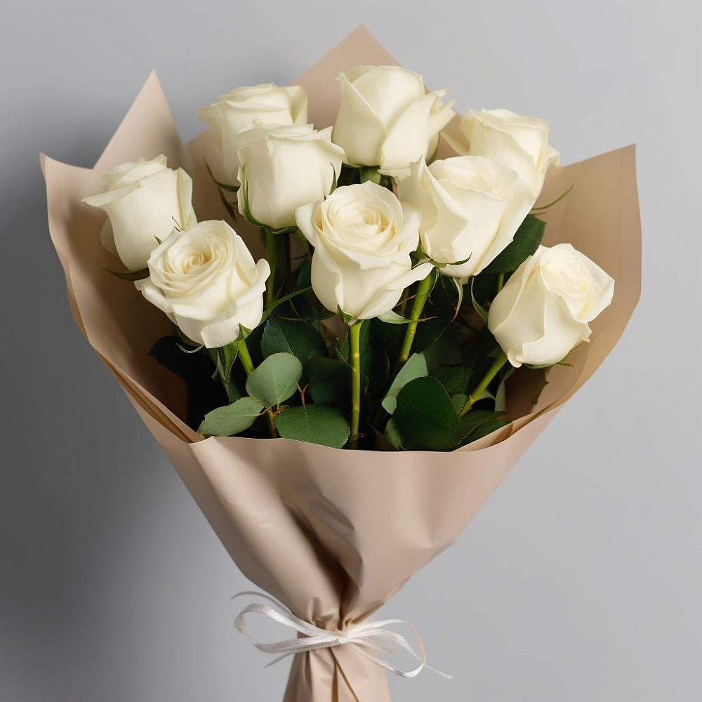 Букет 9 Белых роз Эдлесс Лав в Чесма