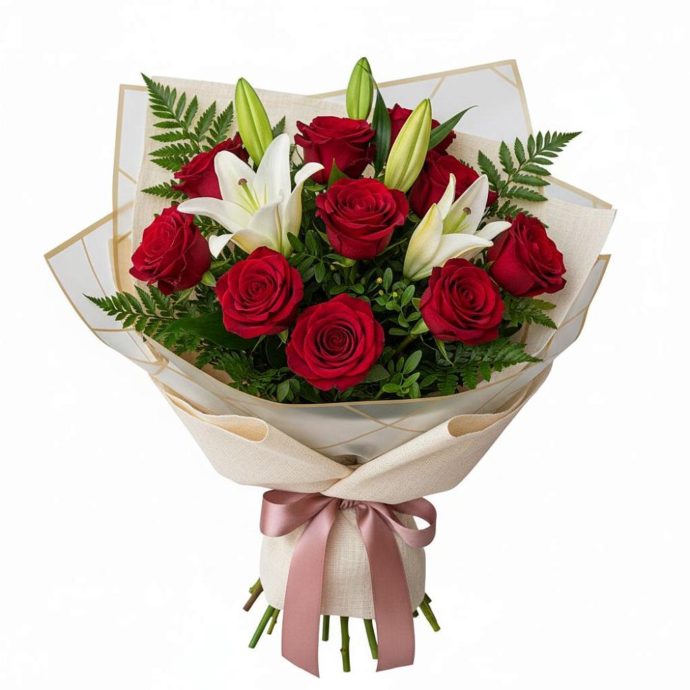 Букет цветов из: Лилии и Розы в Чесма