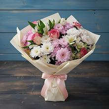 Букет цветов из:  Хризантемы, Альстромерии и Розы в Чесма