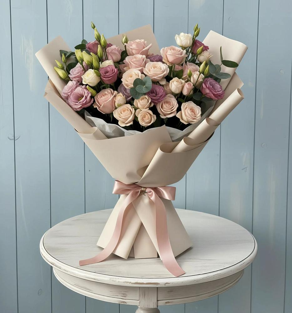 Букет цветов из: Розы и Лизиантусы в Чесма