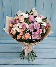 Букет цветов из:  Хризантемы, Розы и Альстромерии в Чесма