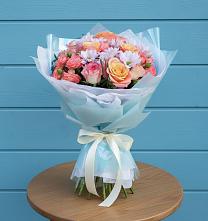Букет цветов из:  Хризантемы и Розы в Чесма