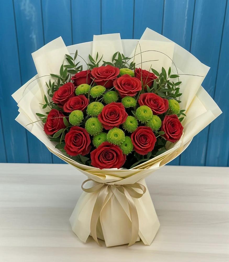 Букет цветов из: Розы и Хризантемы в Чесма