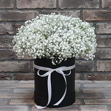 Цветочная композиция из Гипсофила в шляпной коробке в Чесма
